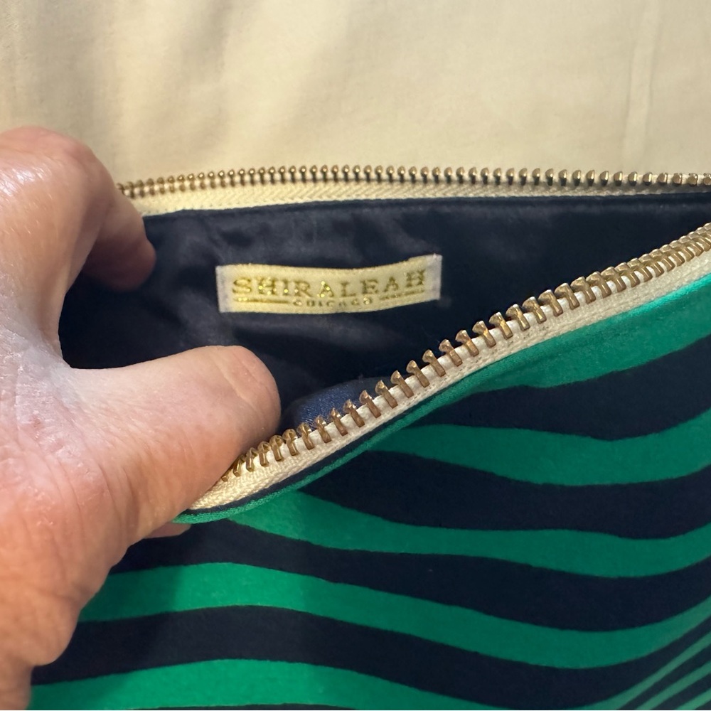 Shiraleah Chicago Chic Green and Navy Blue Bag with Gold Accents - never used